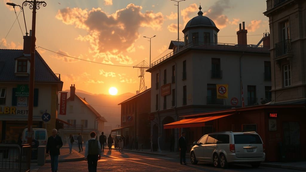 Abstract Scene at Golden Hour: Matte Painting