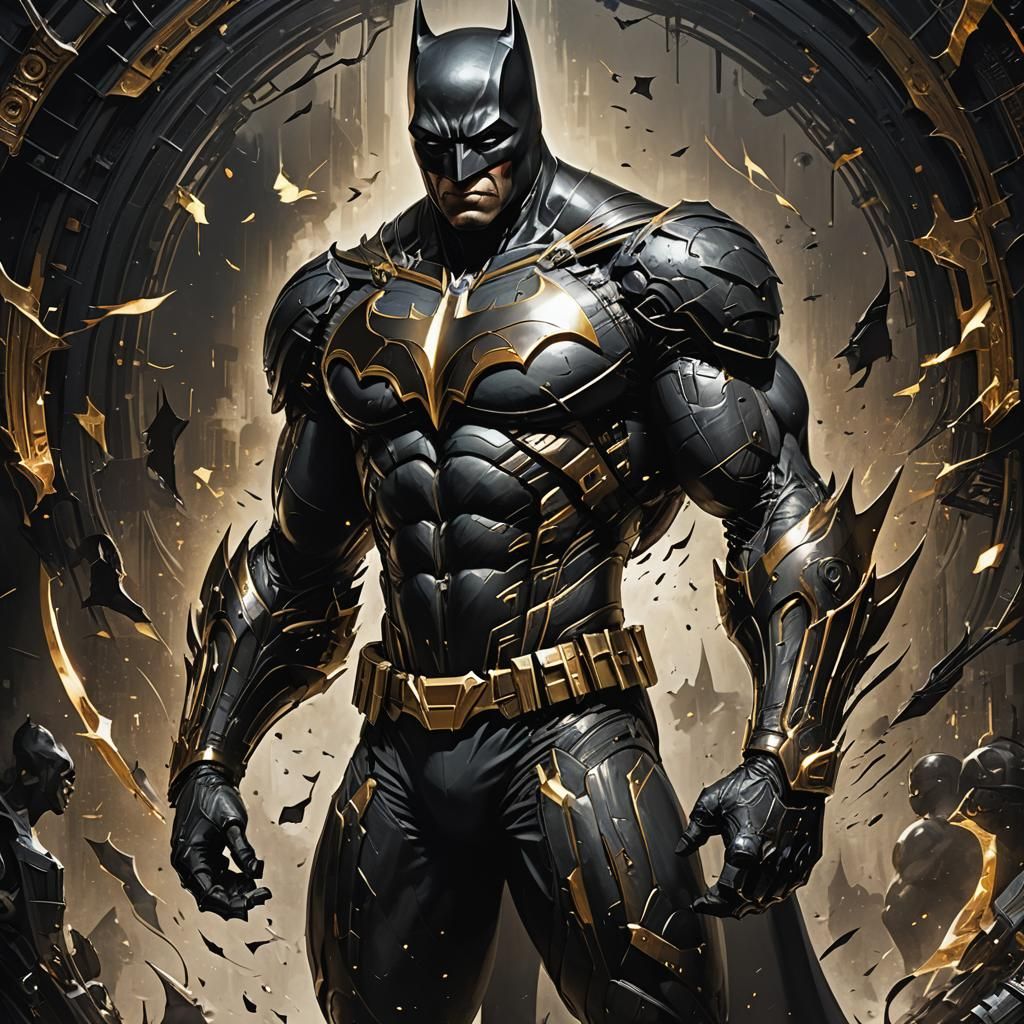 Black Batman Costume in Machine-Inspired Art Style