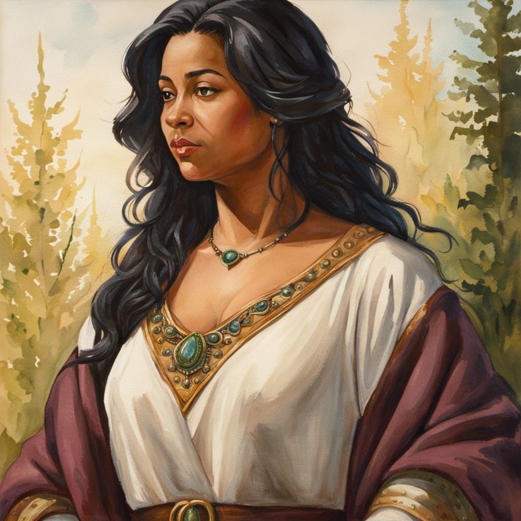 Medieval Woman Portrait in Studio Ghibli Watercolor Style