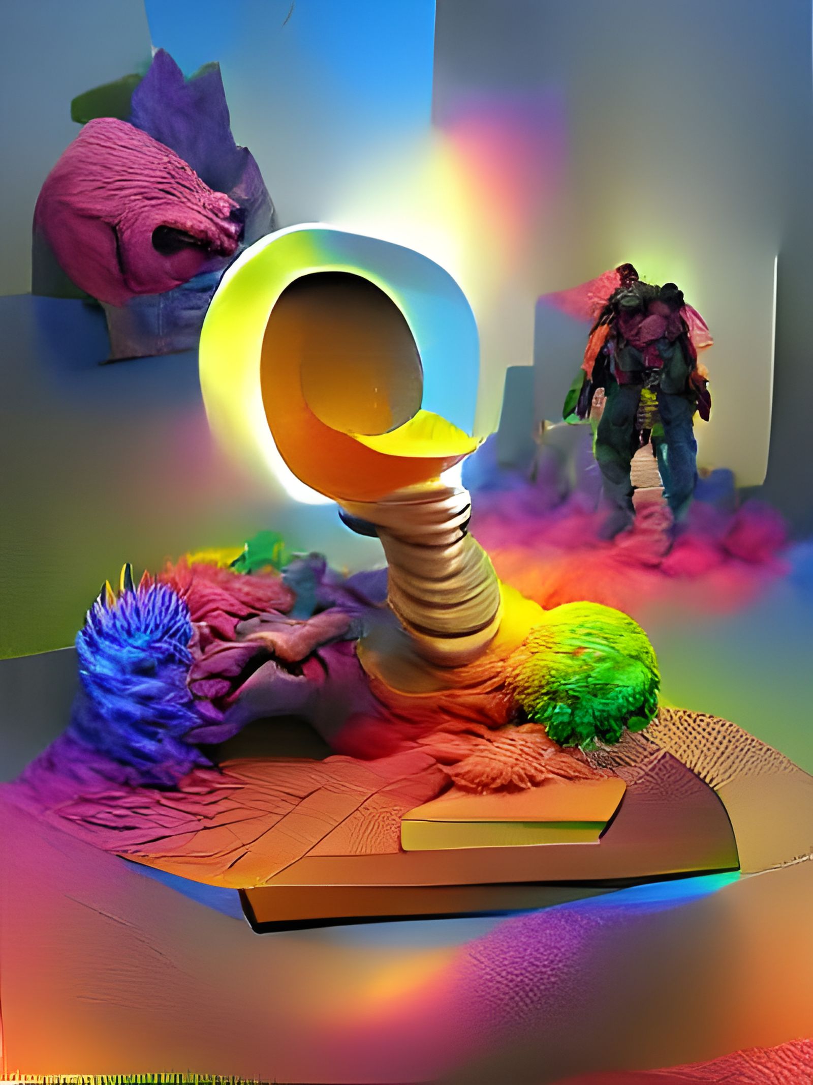 Chrome Statue in Volumetric Lighting: A Masterpiece