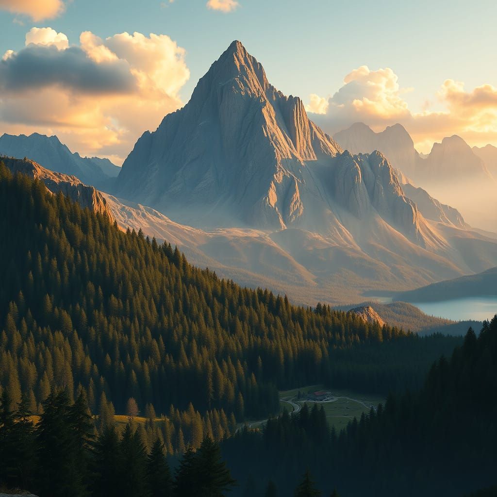 Serene Le Mont Guillaume Landscape in Warm Golden Light, Hau...