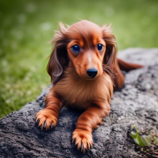 Playful Long-Haired Dachshund Puppy: Professional Photograph...