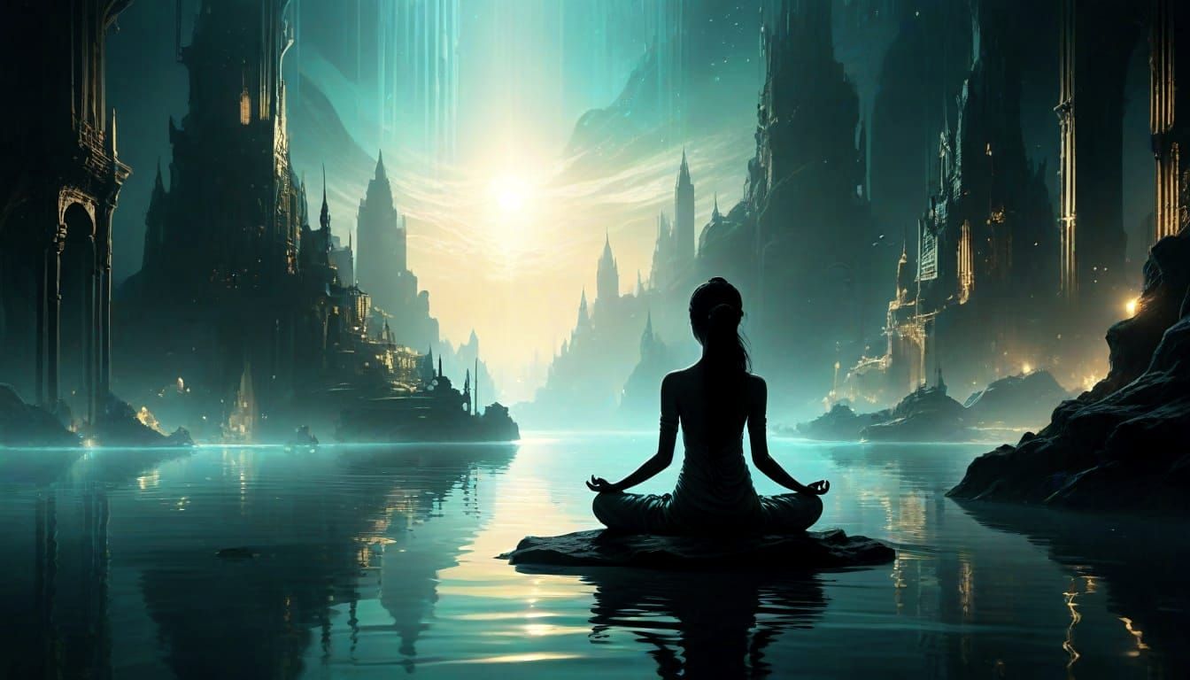 Ethereal Meditation in Dreamlike Underwater City