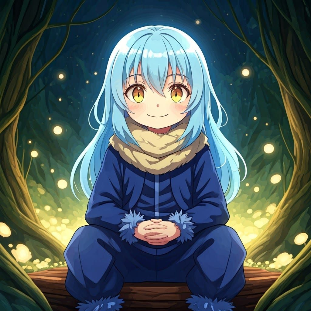 Blue Skinned Slime King in Enchanted Forest