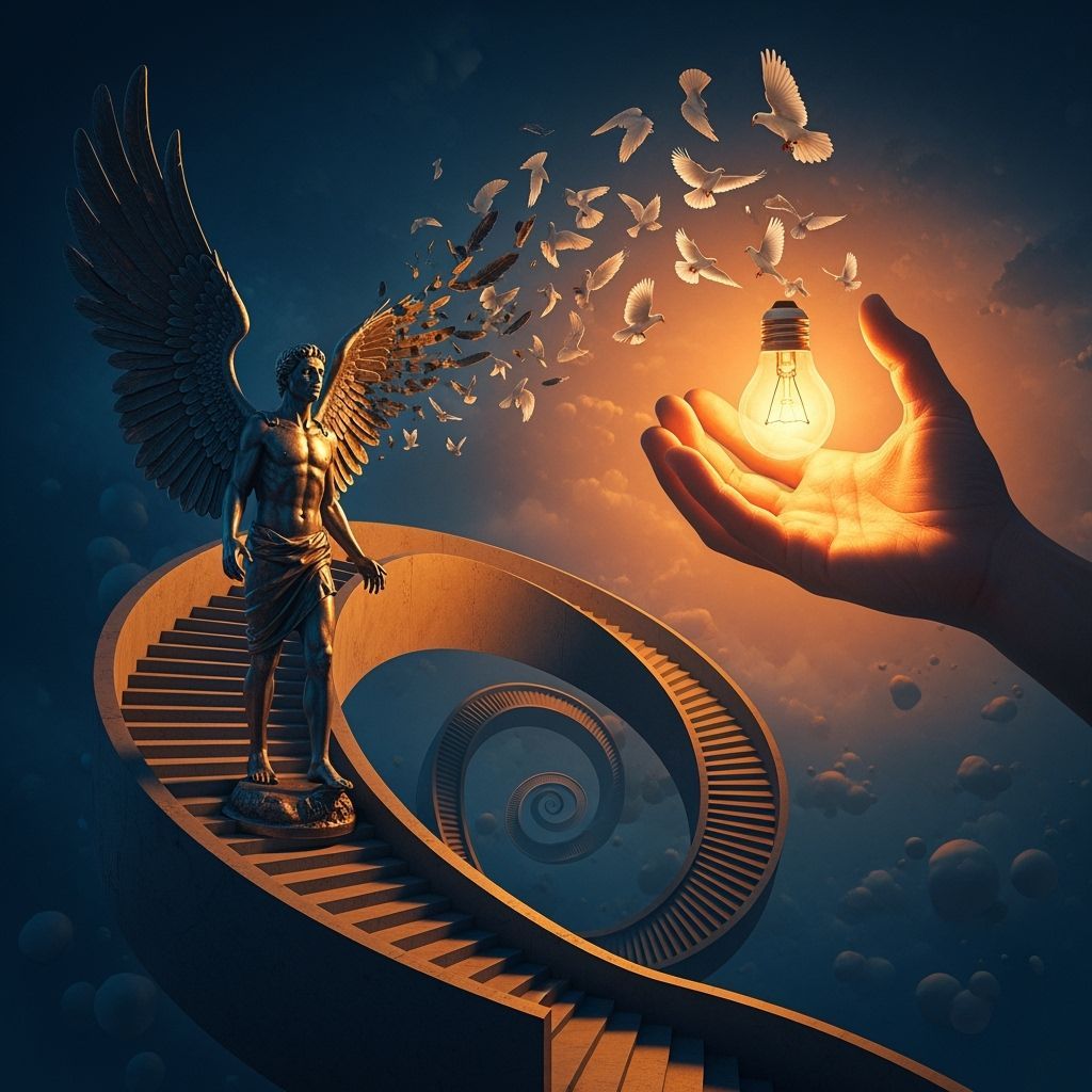 Icarus's Paradoxical Ascent: An Escher-esque Dreamscape