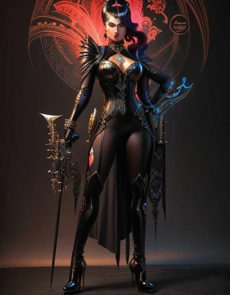 Science Fantasy Woman in Catsuit With Cityscape