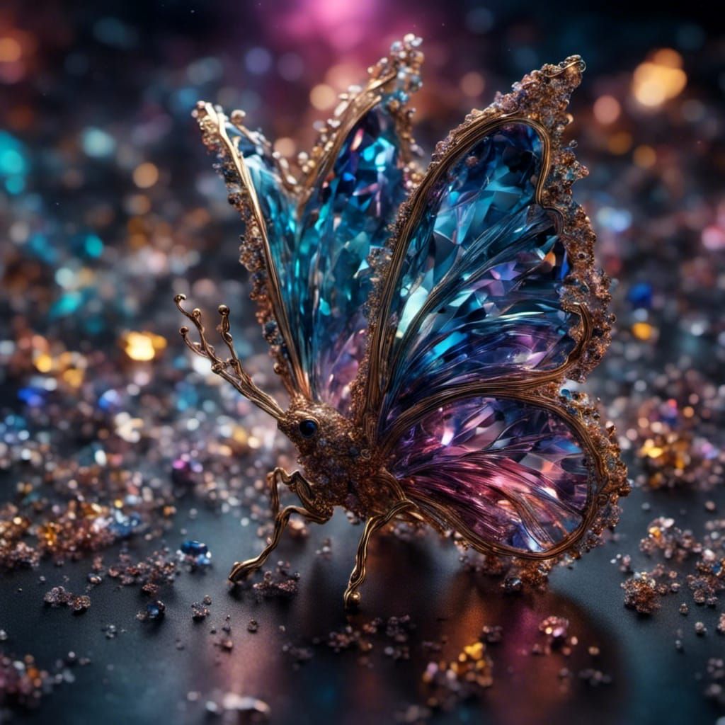 Bioluminescent Diamond Butterfly in Deep Water