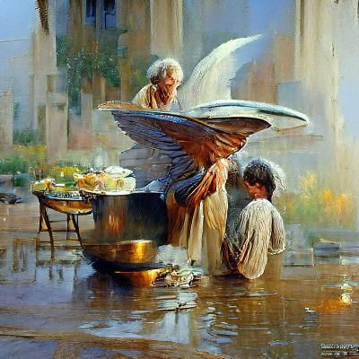Hospitable Scene in Oil Painting Style