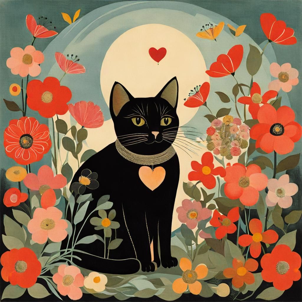 Cat with Flowers: Dada-Inspired Photomontage