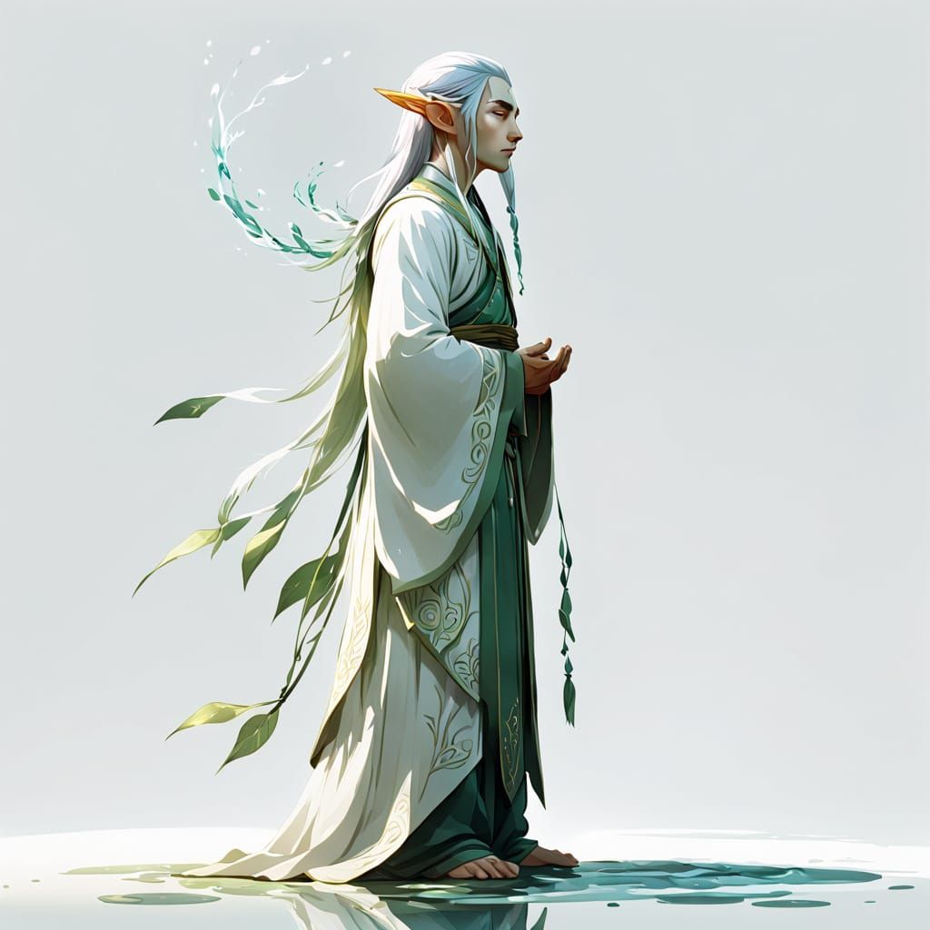 Elven Guru Meditating in Kyoto Animation Style