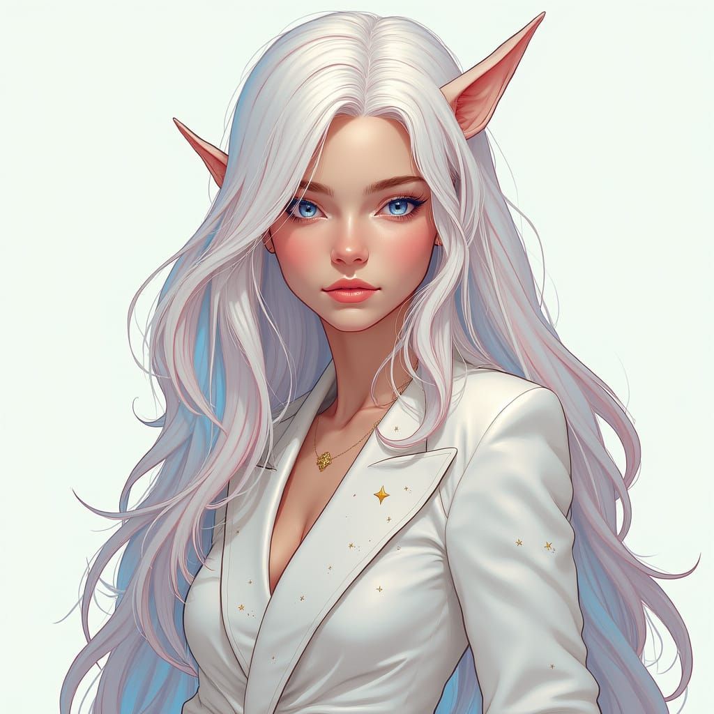 Celestial Elf Portrait in Pop Art Style