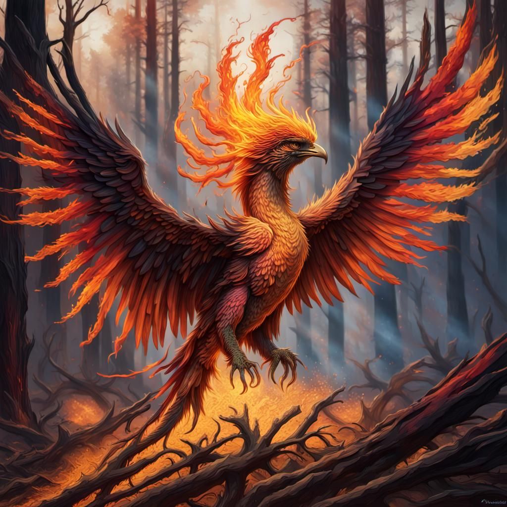 Phoenix Rising: Hyperrealistic Concept Art