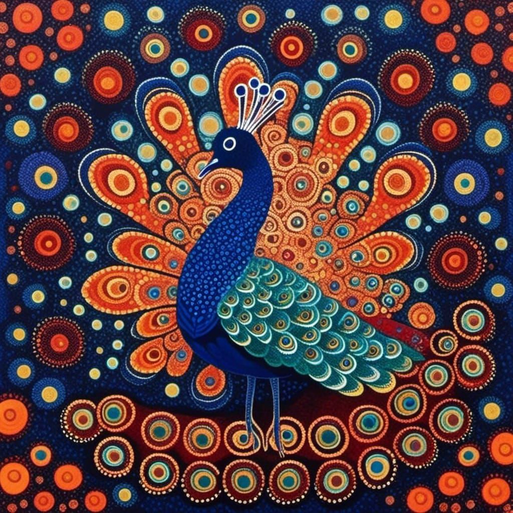 Aboriginal Dot Art Peacock: Australian Style