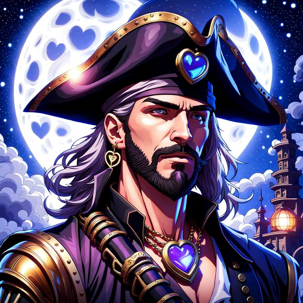 Fantasy Pirate with Heart Bracelet in Steampunk Style