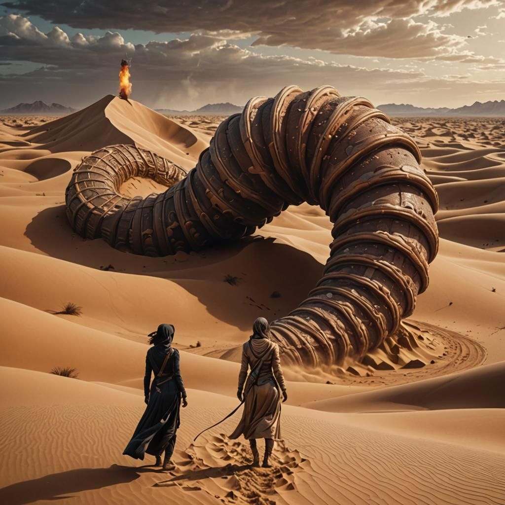 Giant Gummy Worm Emerges from Desert Dunes