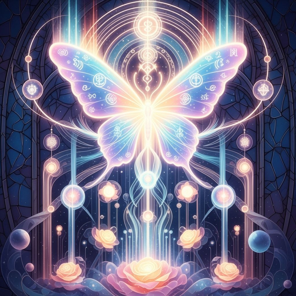 Luminous Butterfly in Stained Glass Sanctuary