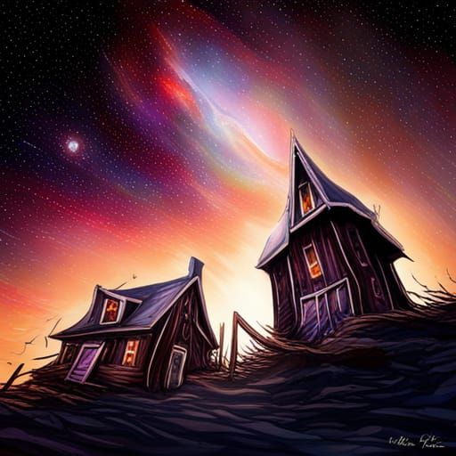 Sinister Halloween Night Sky with Trippy Stars