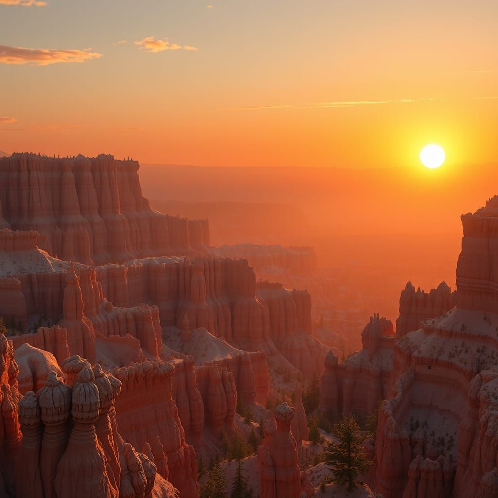Bryce Canyon Sunset in a Futuristic Game Style