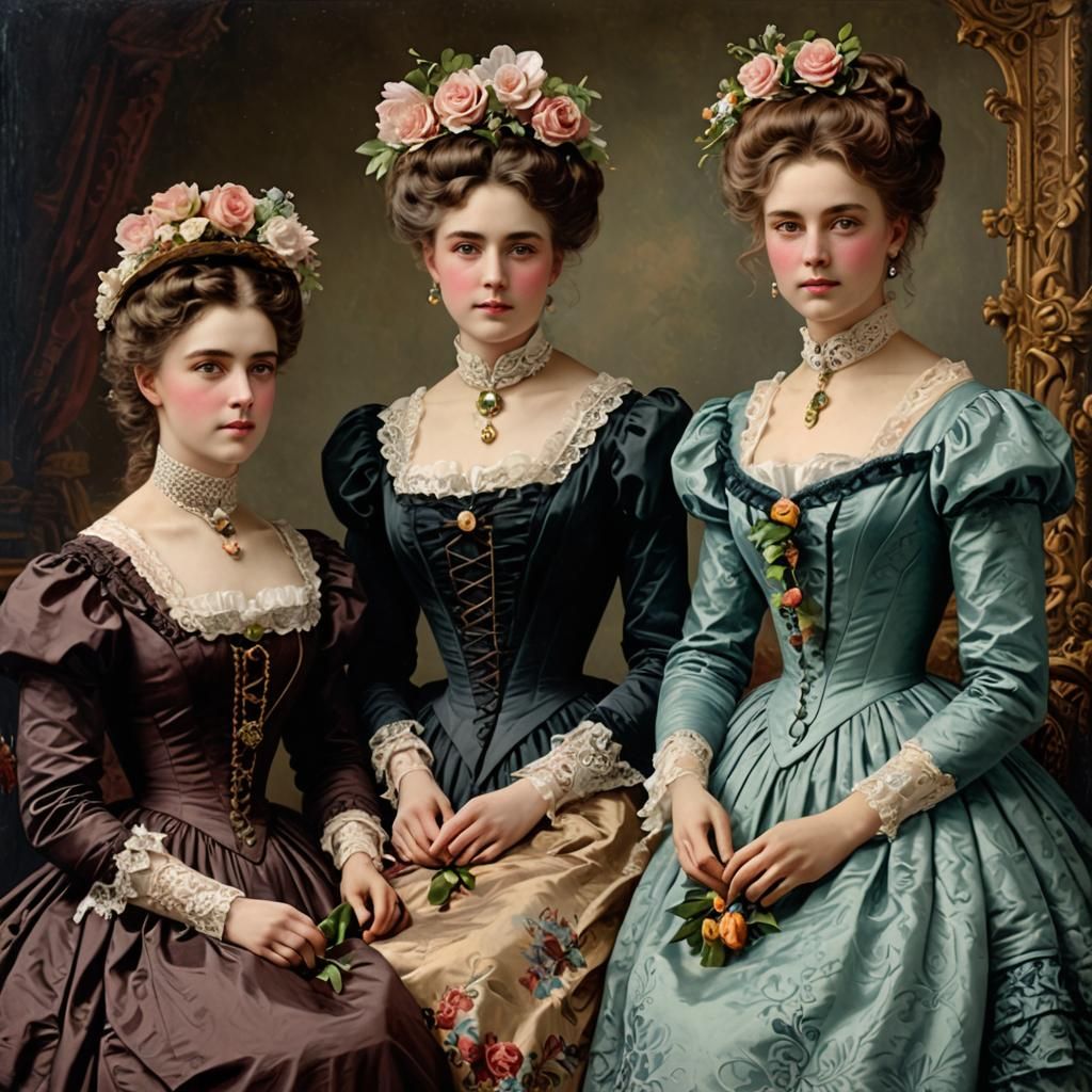 Elegant Victorian Women in Historical Style