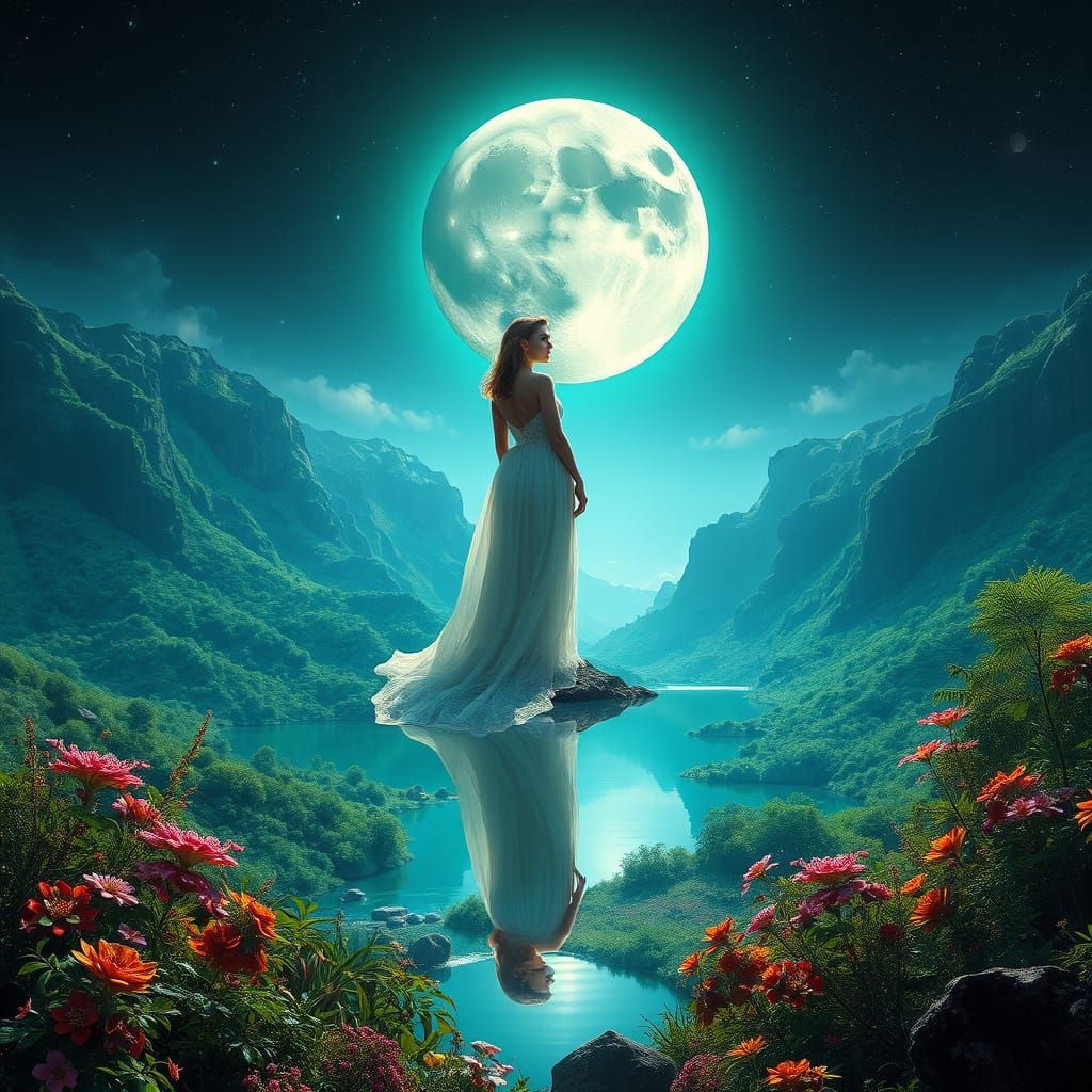 Surreal Goddess in Celestial Paradise