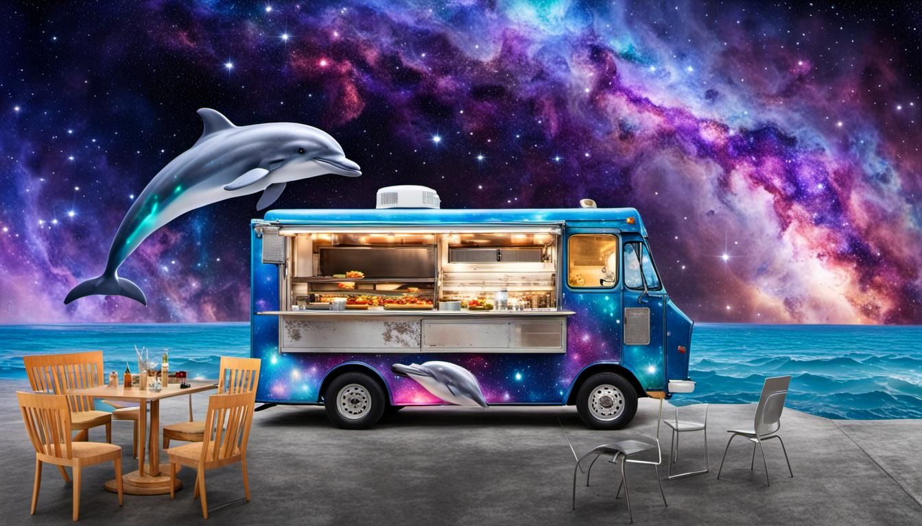 Space Food Truck with Dolphin Customers