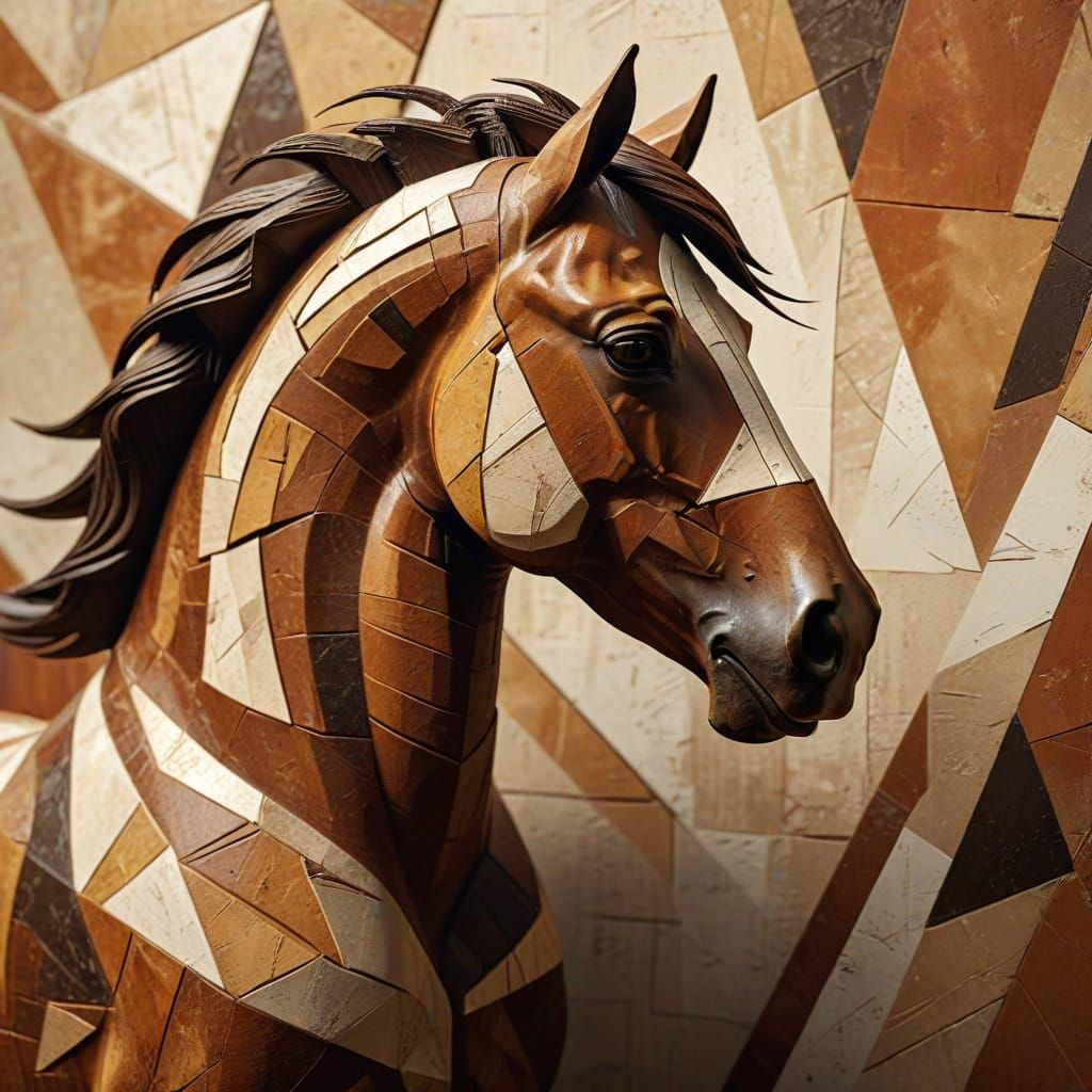 Cubist Horse: Geometric Abstraction in Earthy Tones