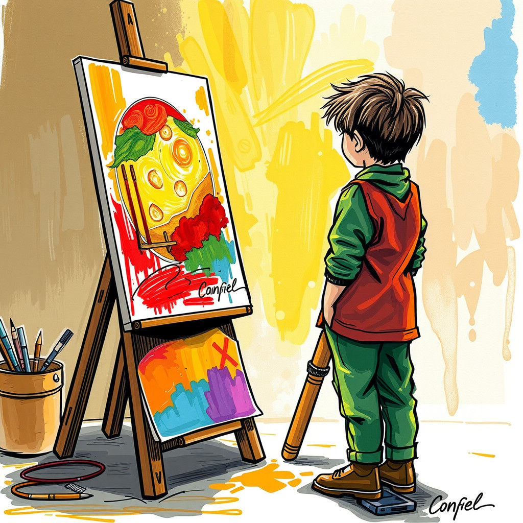 Young Artist's Lively Sketch in Post-Impressionistic Style