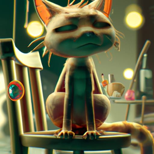 Melancholic Cat in Film Noir Style, Detailed Photography