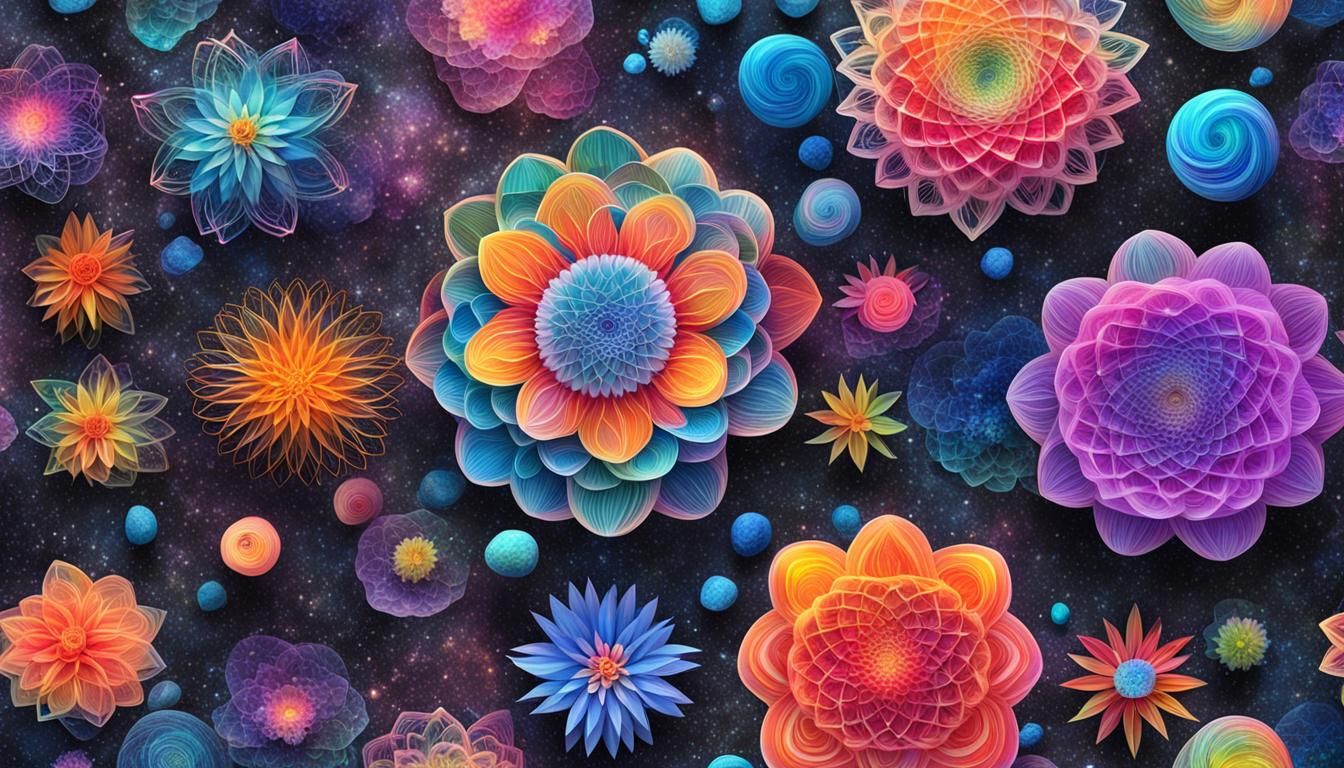 Spirograph Spin Art Flower Bouquets in Mixed Media