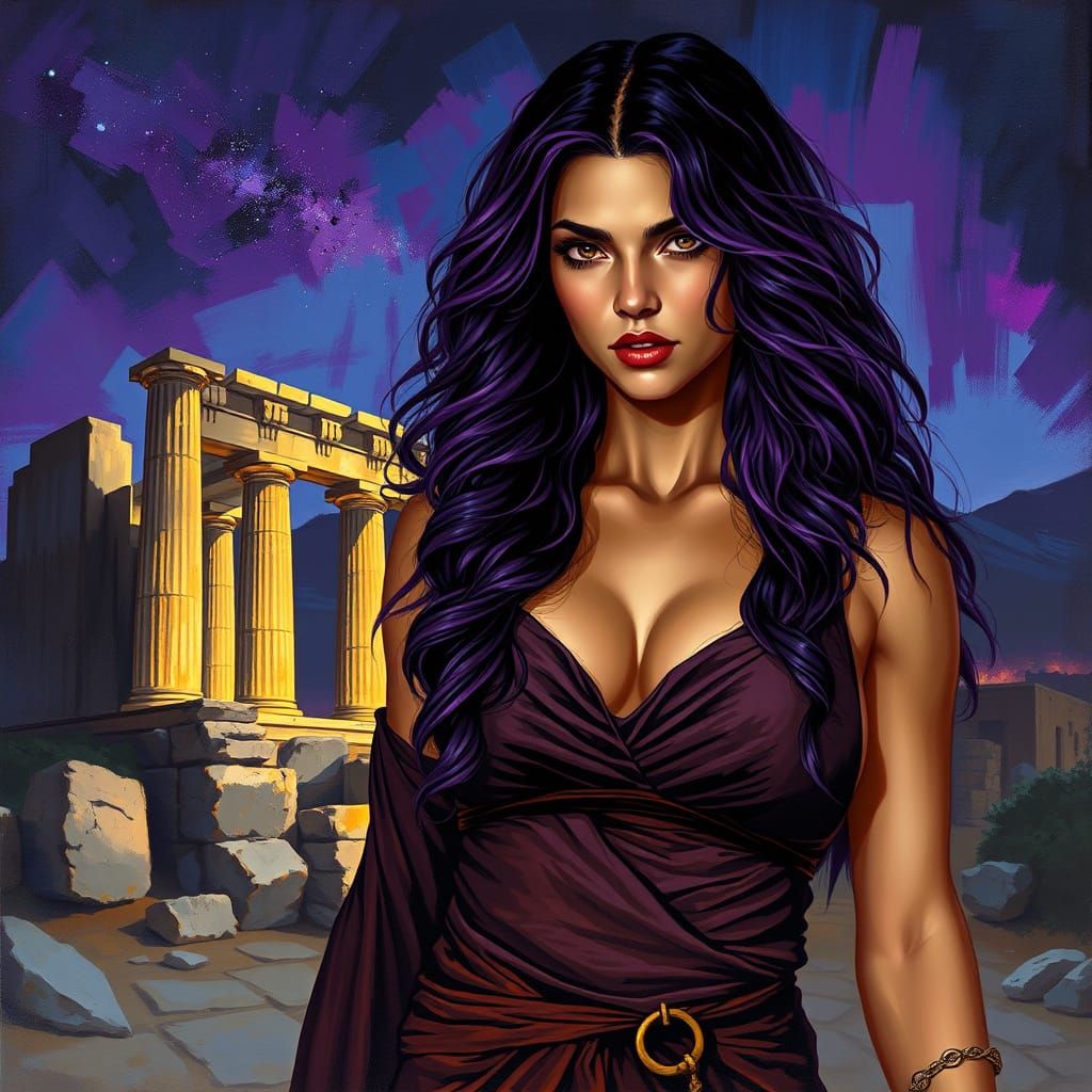 Mystical Woman Portrait in Painterly Style