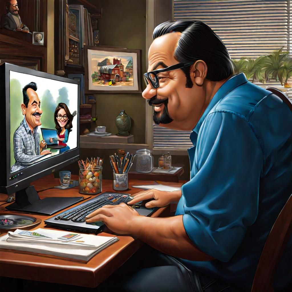 Caricature Artist Creating Digital Caricature Art