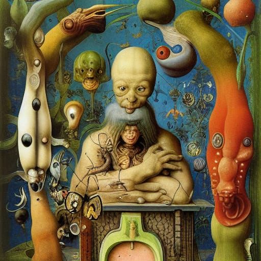 Cassiodorus at his Vivarium in Surrealist Style