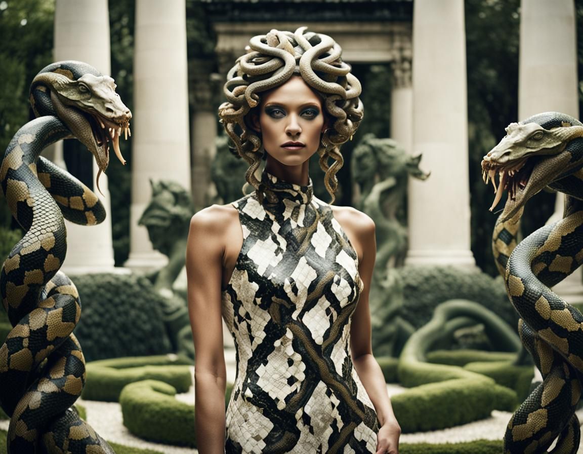 Medusa in Snakeskin Couture: Fashion Photography