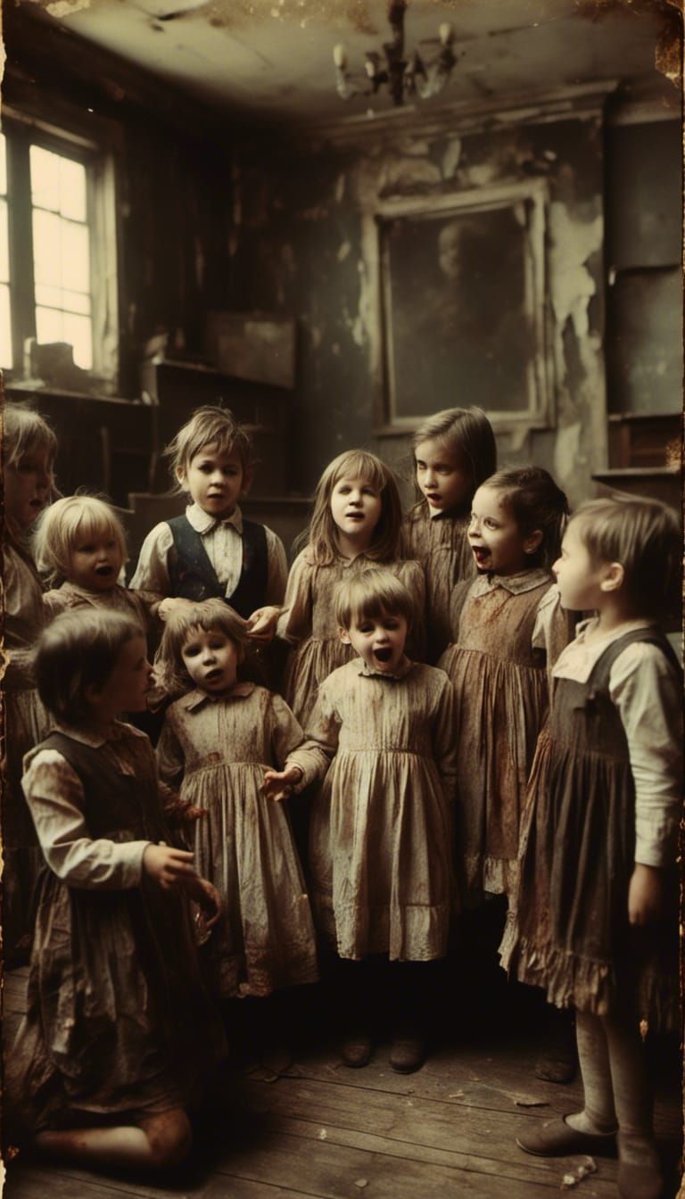 Macabre Nursery Rhyme Scene With Children