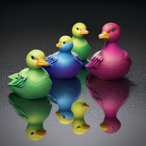 Vibrant Rubber Ducks in Hyperrealistic Concept Art