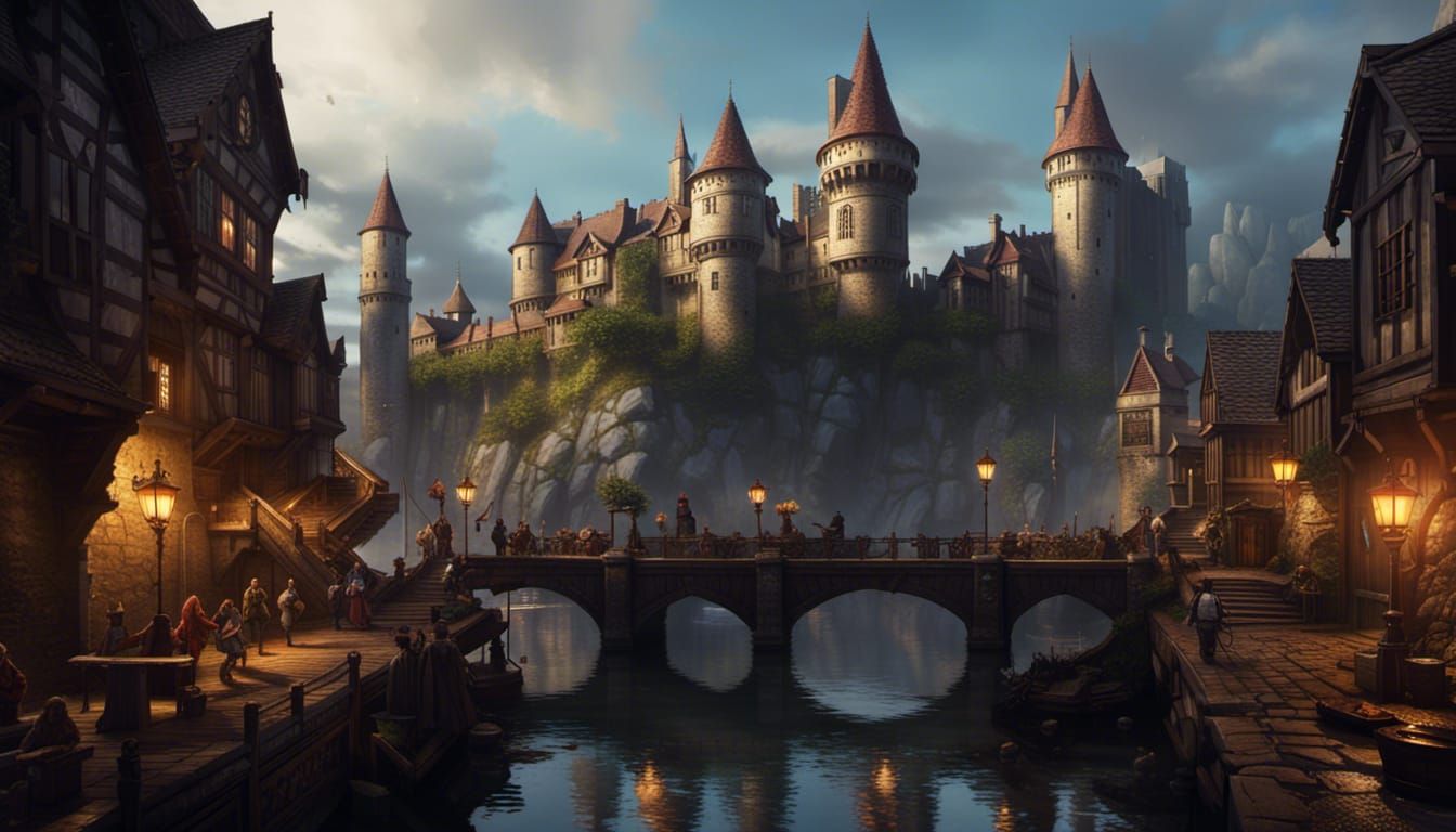 Dark Fantasy Castle and City Concept Art