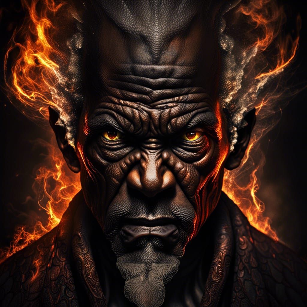 Intimidating Fire Sorcerer with Angry Face