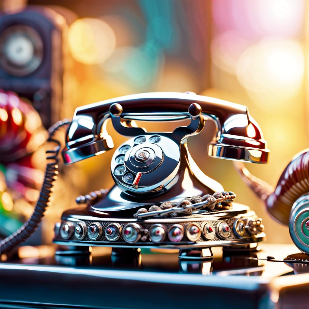 Chrome Snail Crawls Across Vintage Telephone