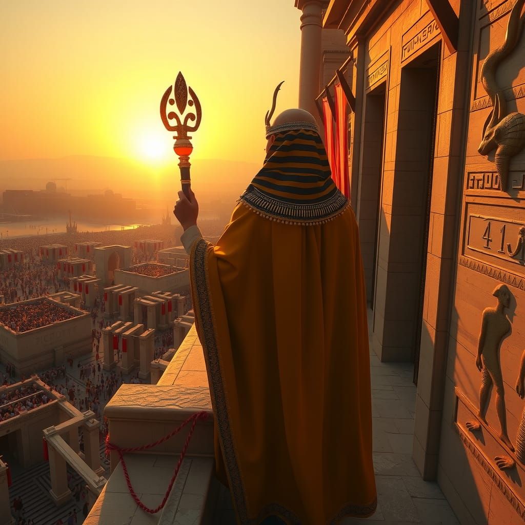 Egyptian Pharaoh Anubis Blessing in Sci-Fi Style