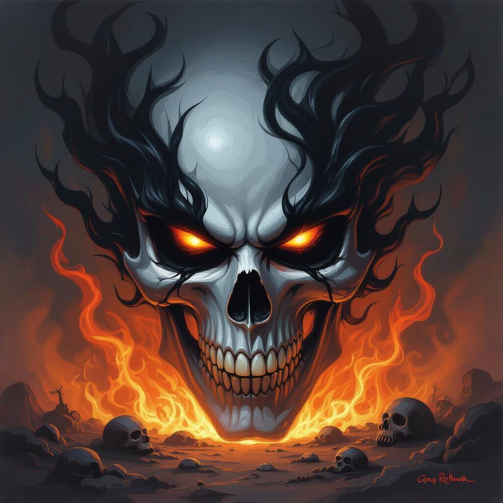 Sinister Flames on Black Velvet as Baroque Painting