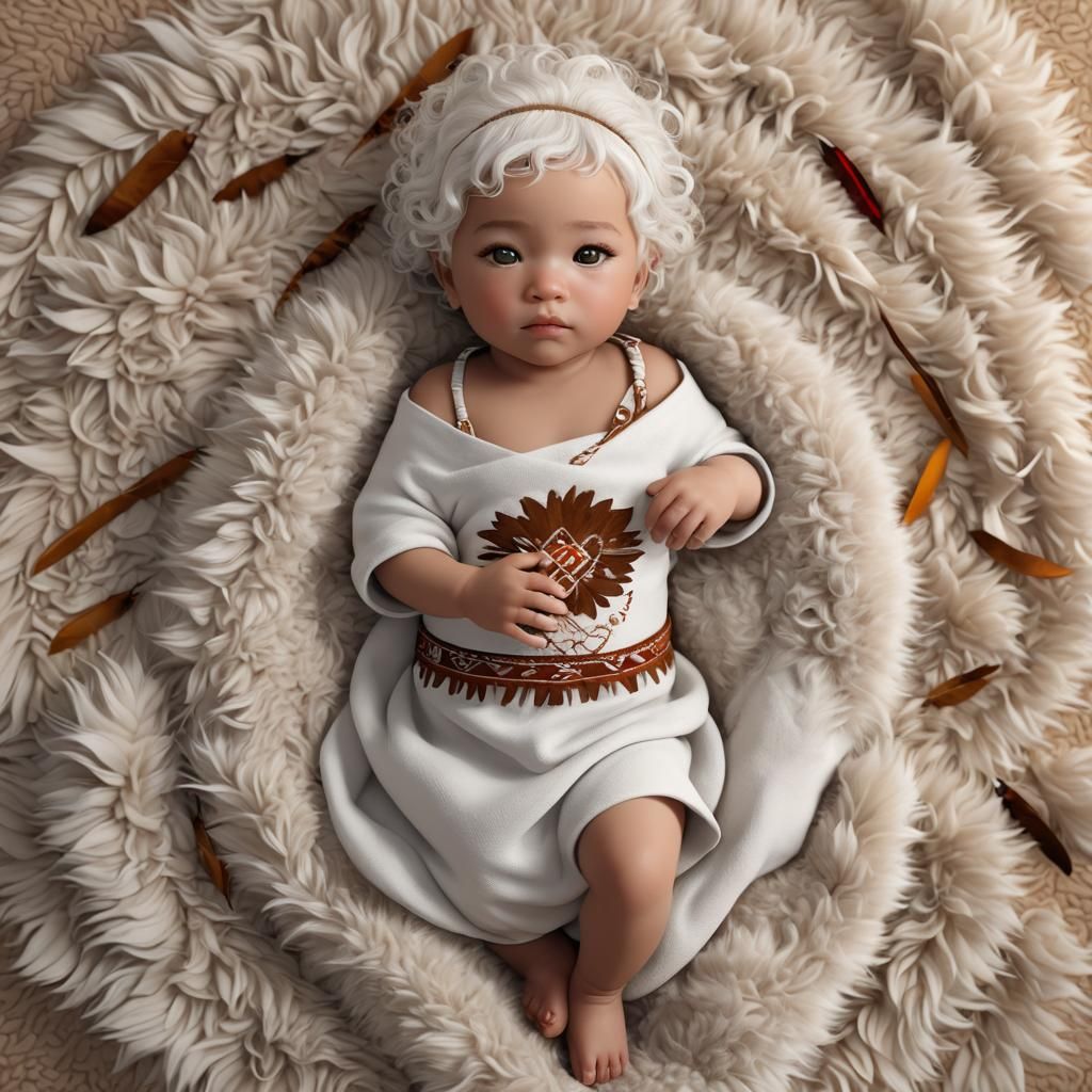 Native American Newborn in 3D Anime Style