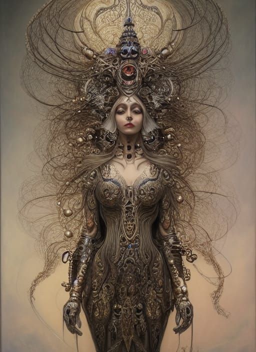 Robotic Goddess with Biomechanical Jewelry