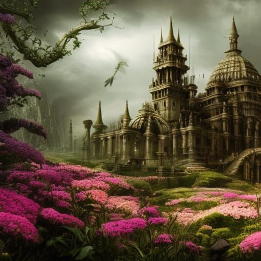 Epic Flower in Digital Matte Painting Style