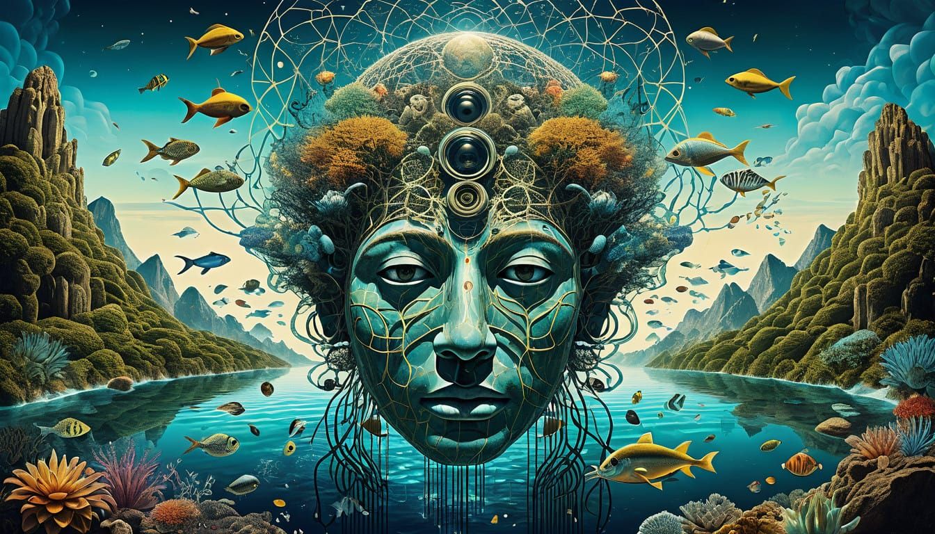 Surreal Bio Art Collage in Dreamlike Style