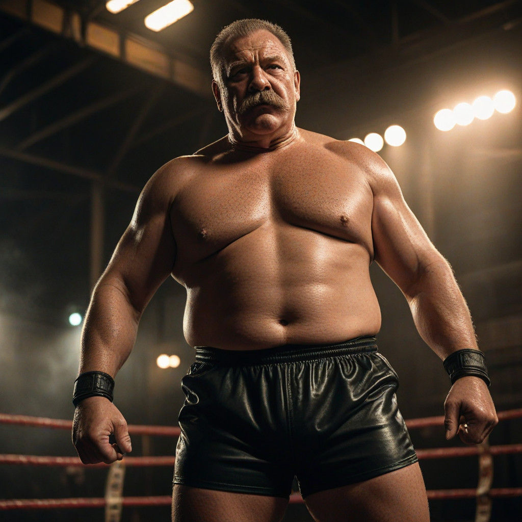 Cinematic Sports Photography of a Chubby Wrestler