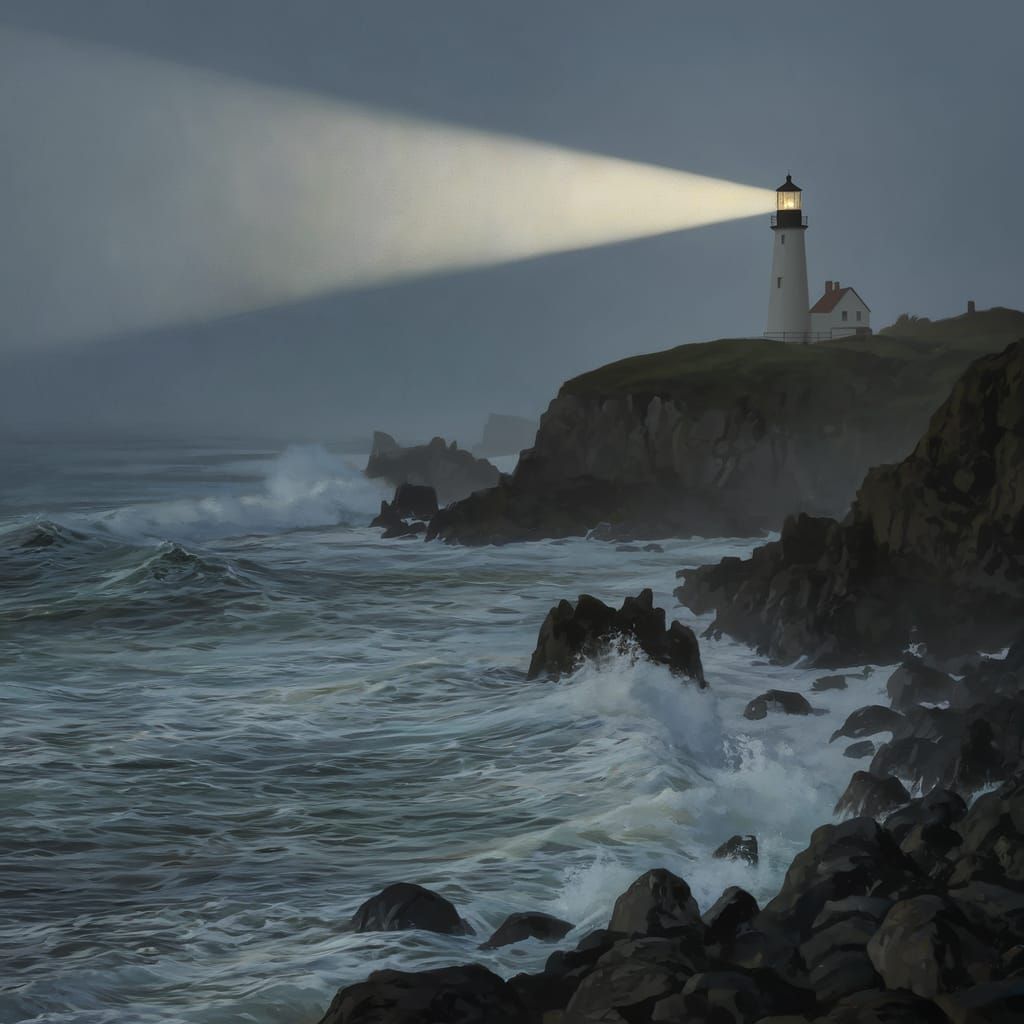 Dramatic Lighthouse Scene in Painterly Style