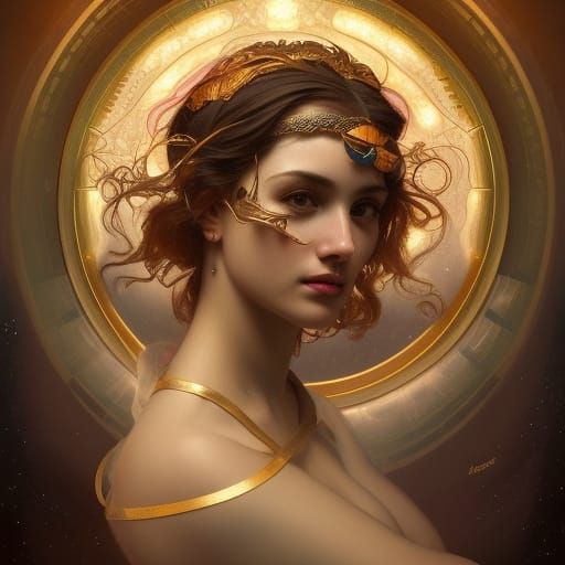 Cosmic Goddess Jupiter Portrait in Ornate Detail