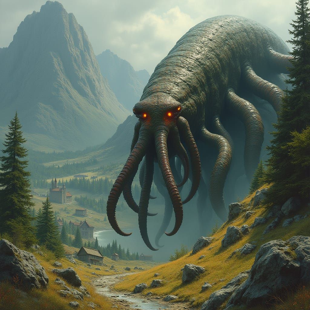 Gargantuan Carrion Crawler Unleashes Chaos Near Medieval Kee...