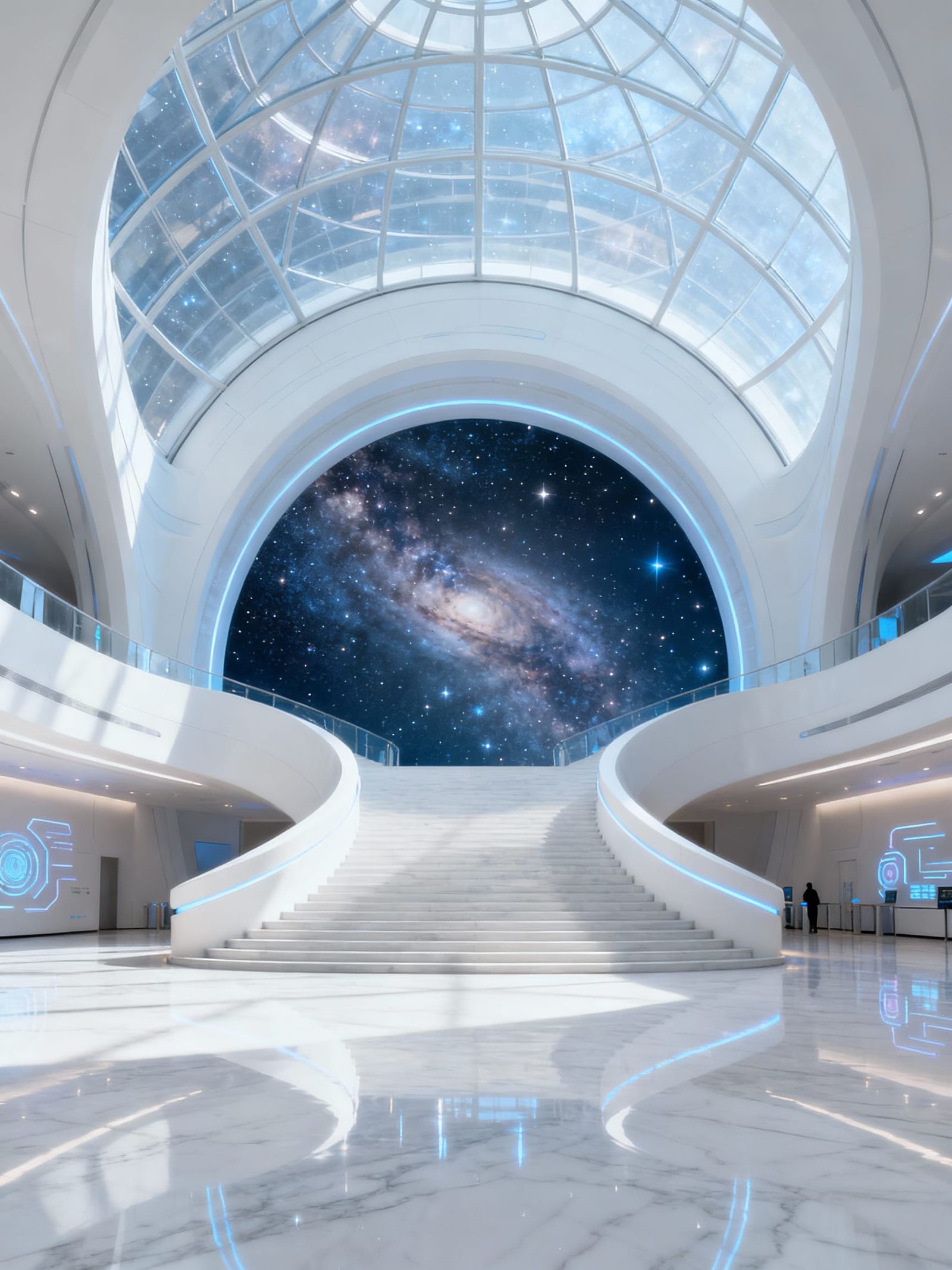 Futuristic Galactic Entrance Hall in Minimalist Style