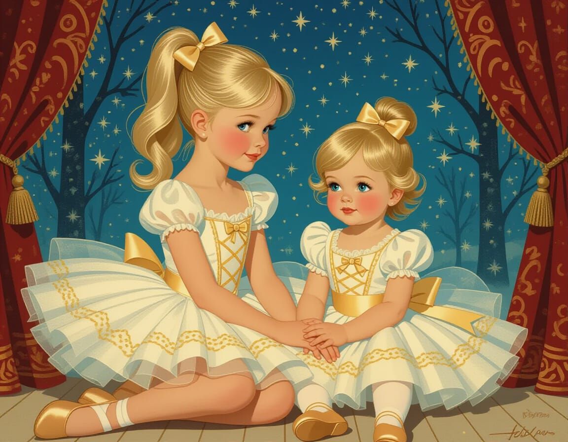 Nutcracker Ballet Scene in Ethereal Pin-Up Style